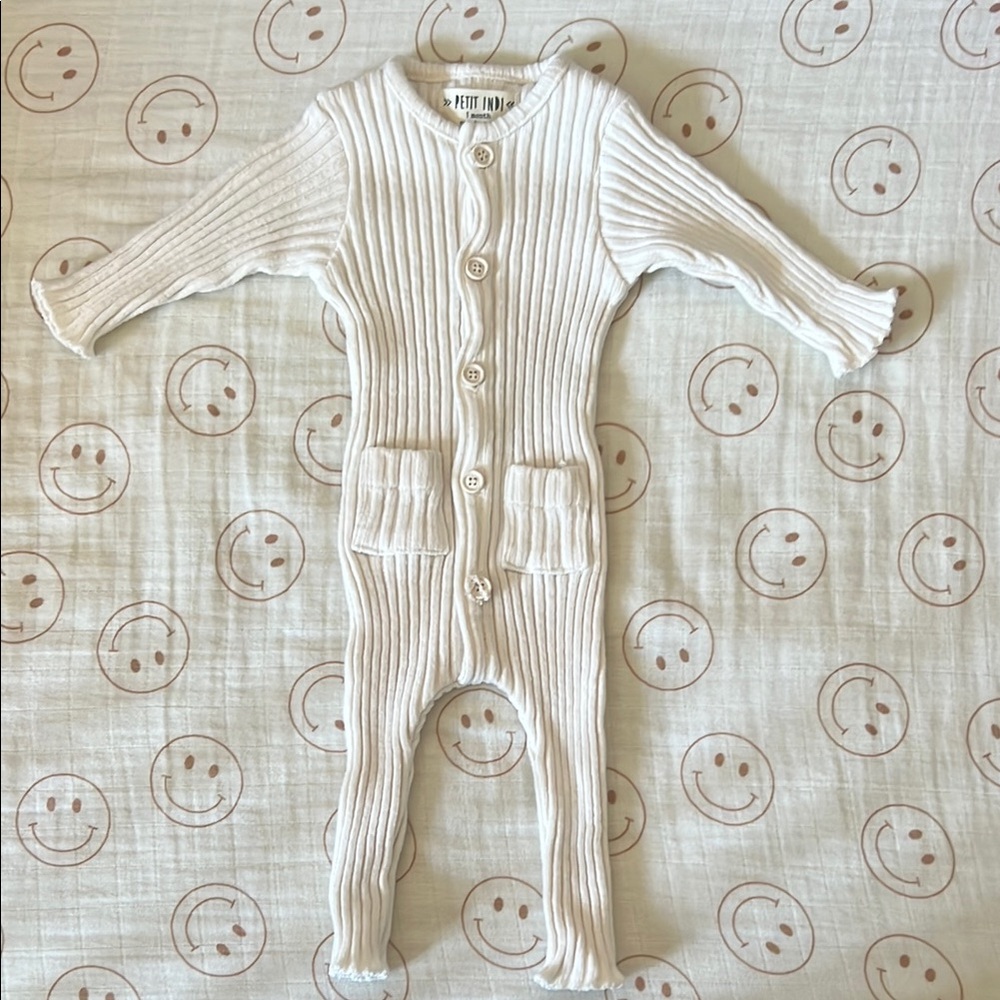 White Ribbed Knit One Piece